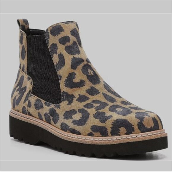 Donald J. Pliner Shoes - Donald J Pliner Carsyn Leopard Lug Sole Chelsea Tan & Black Boots Women US 9M